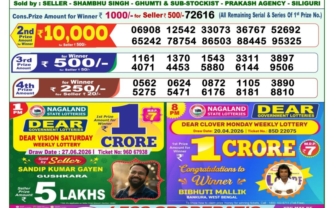 Lottery Sambad 1 PM Result Today 30.06.2026: Check Dear Morning Live Winner List PDF