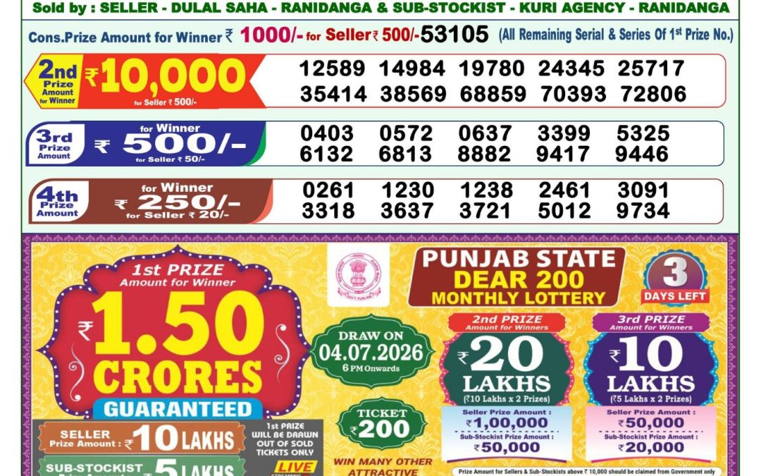 Lottery Sambad 1 PM Result Today 01.07.2026: Check Dear Morning Live Winner List PDF