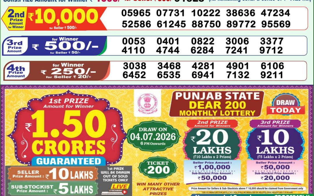 Lottery Sambad 1 PM Result Today 04.07.2026: Check Dear Morning Live Winner List PDF