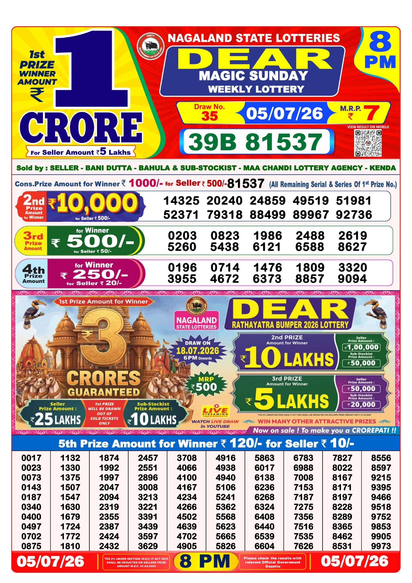 8 PM Lottery Sambad Result Today Live 05.07.26: Check Winning Numbers