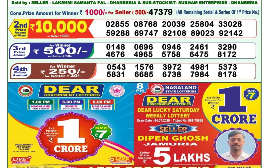 Lottery Sambad 1 PM Result Today 07.07.2026: Check Dear Morning Live Winner List PDF