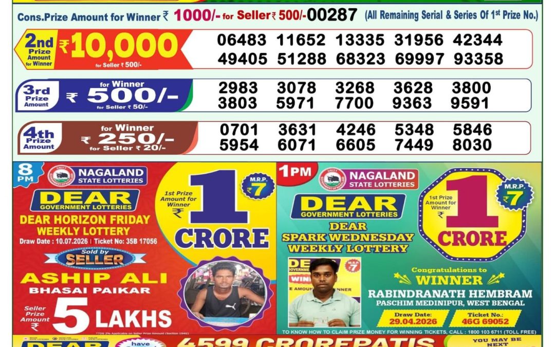 Lottery Sambad 1 PM Result Today 12.07.2026: Check Dear Morning Live Winner List PDF