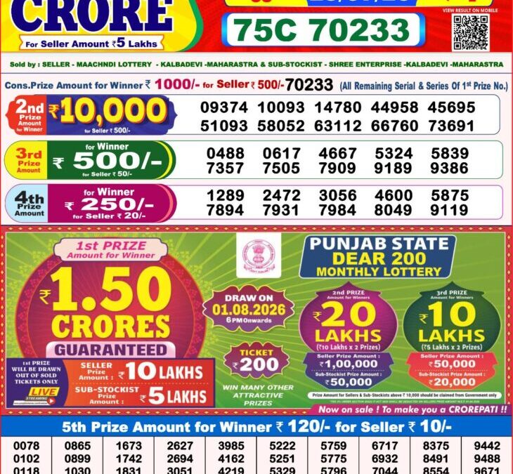 8 PM Lottery Sambad Result Today Live 23.07.26: Check Winning Numbers