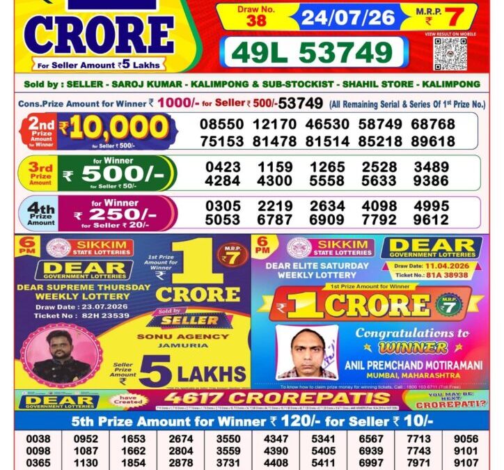 8 PM Lottery Sambad Result Today Live 24.07.26: Check Winning Numbers