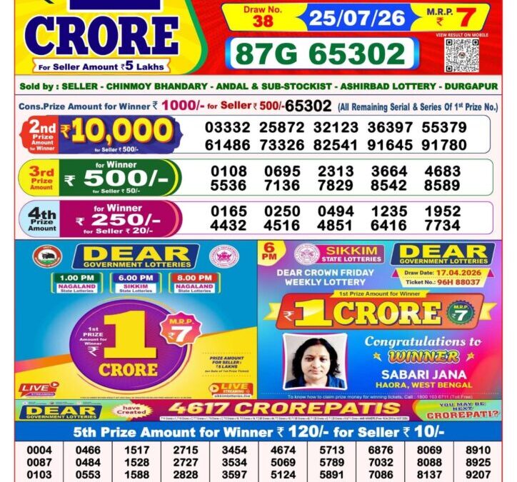 8 PM Lottery Sambad Result Today Live 25.07.26: Check Winning Numbers