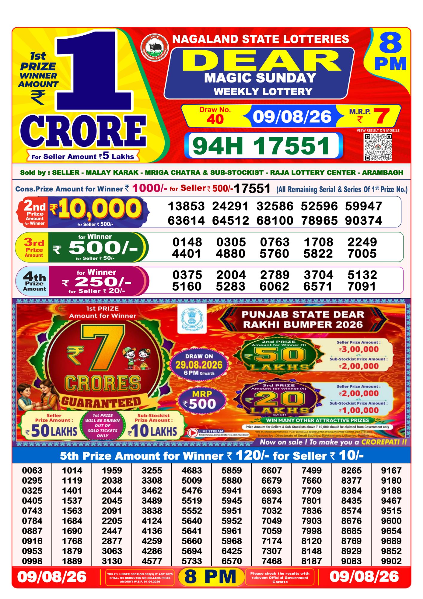 8 PM Lottery Sambad Result Today Live 09.08.26: Check Winning Numbers