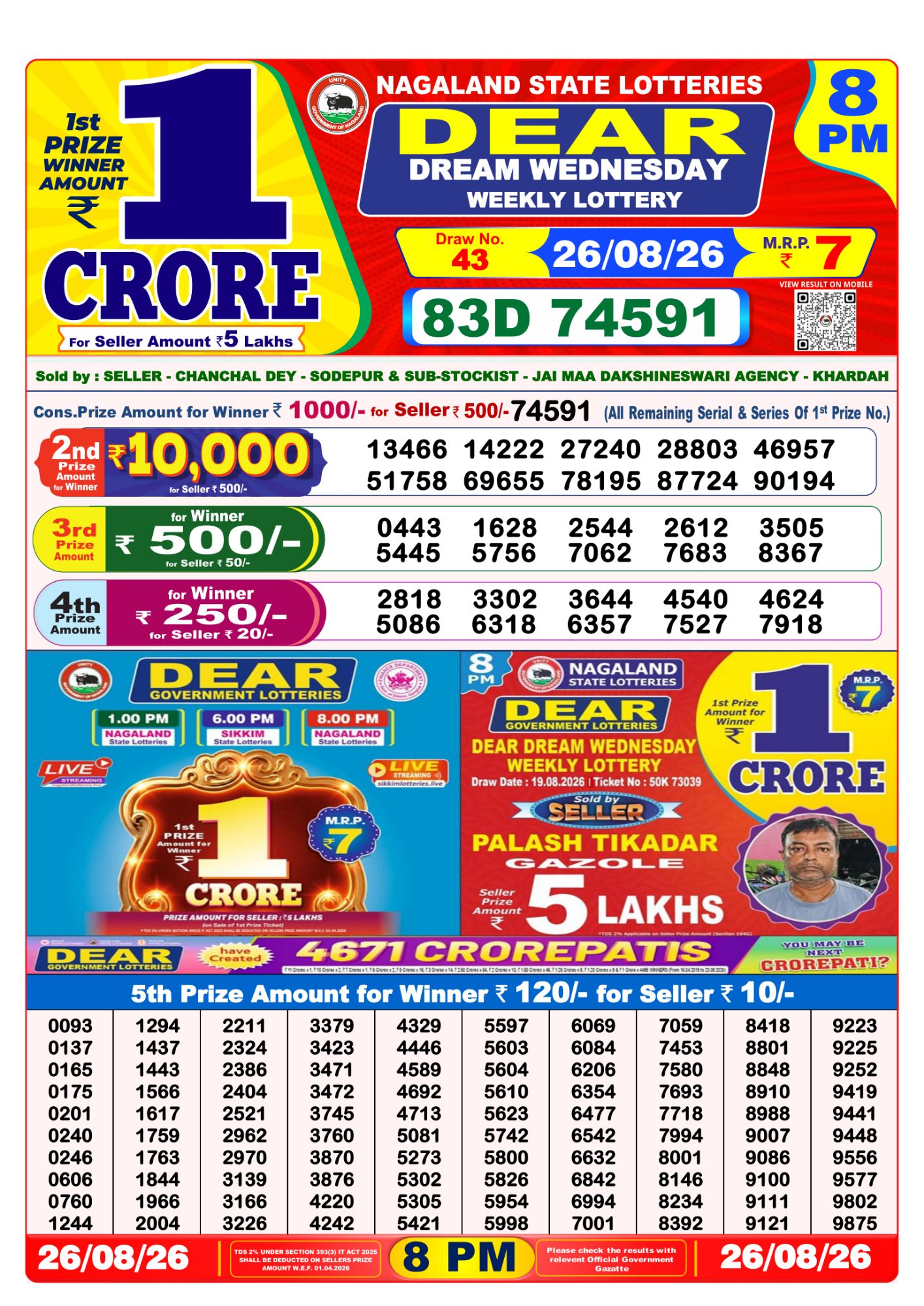 8 PM Lottery Sambad Result Today Live 26.08.26: Check Winning Numbers