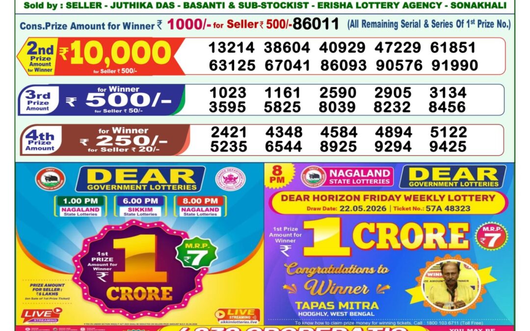 Lottery Sambad 1 PM Result Today 04.08.2026: Check Dear Morning Live Winner List PDF