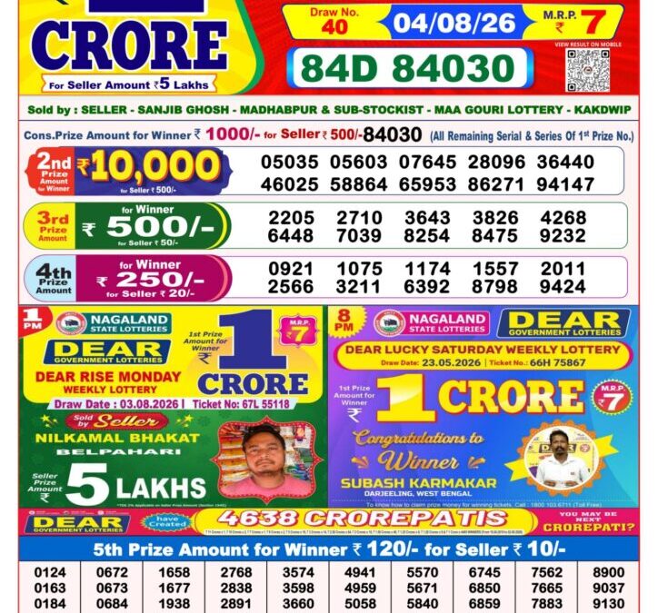 8 PM Lottery Sambad Result Today Live 04.08.26: Check Winning Numbers