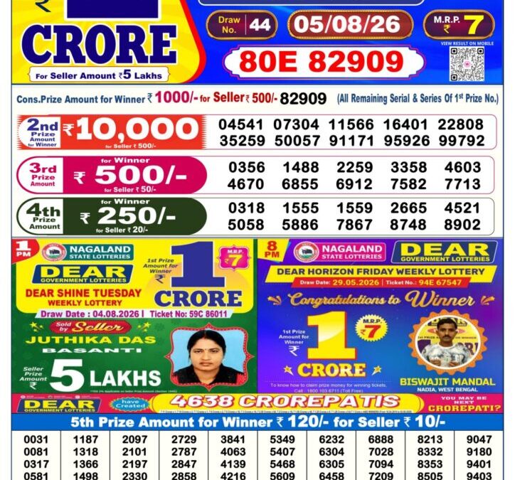 Dear Lottery Sambad Result 6 PM 05 August 2026: Download West Bengal Sambad Result