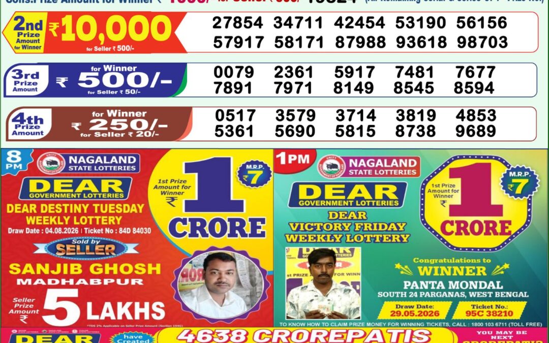 Lottery Sambad 1 PM Result Today 06.08.2026: Check Dear Morning Live Winner List PDF