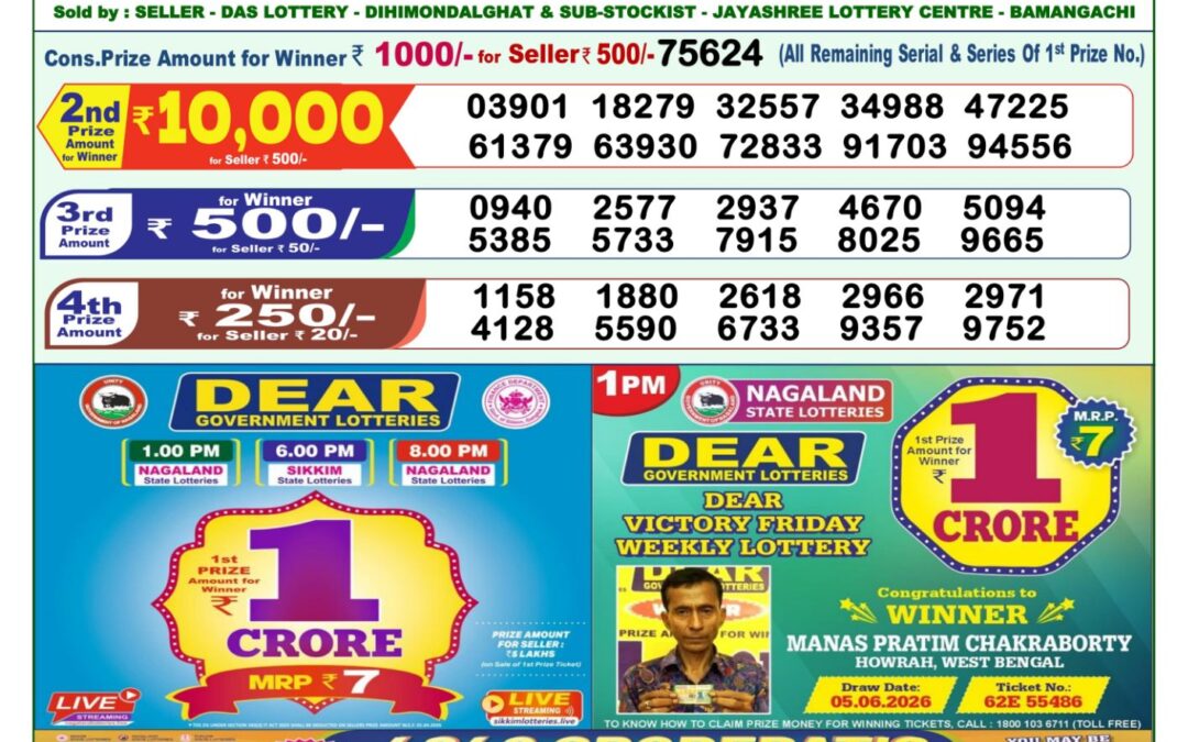 Lottery Sambad 1 PM Result Today 12.08.2026: Check Dear Morning Live Winner List PDF