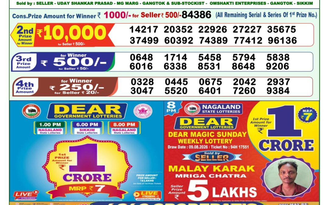 Lottery Sambad 1 PM Result Today 13.08.2026: Check Dear Morning Live Winner List PDF