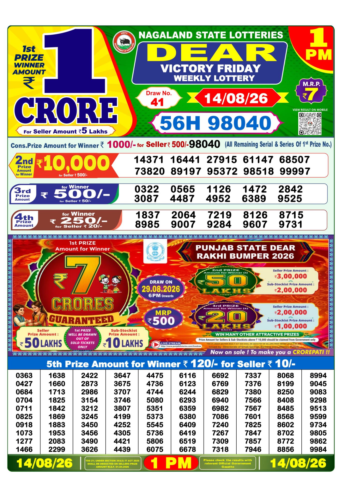 Lottery Sambad 1 PM Result Today 14.08.2026: Check Dear Morning Live Winner List PDF