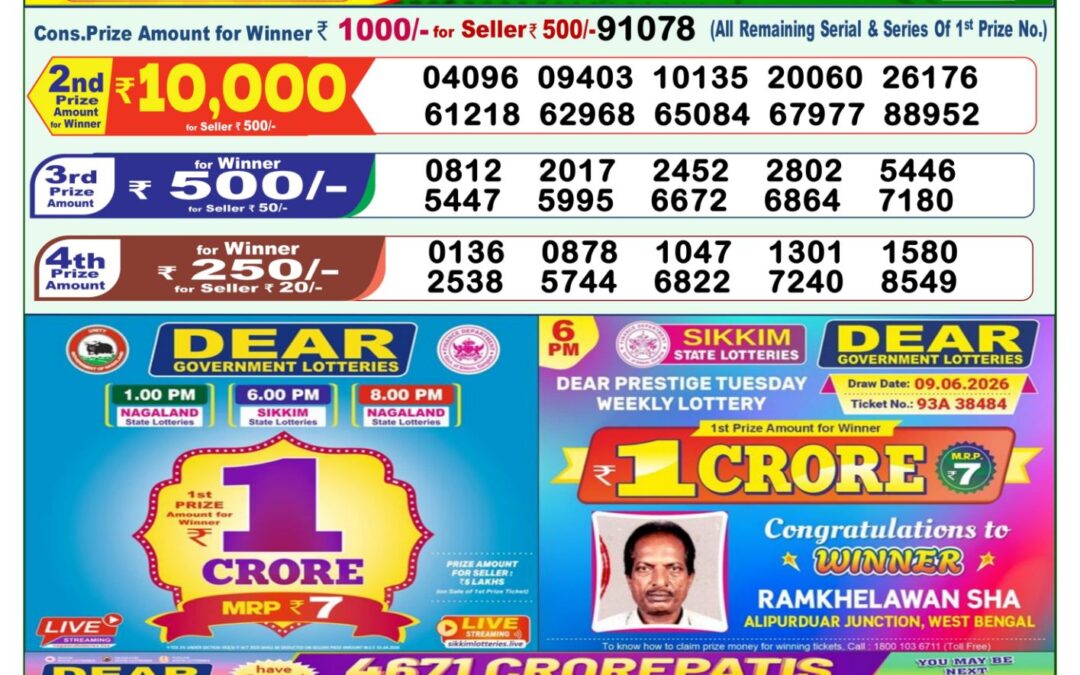 Lottery Sambad 1 PM Result Today 30.08.2026: Check Dear Morning Live Winner List PDF