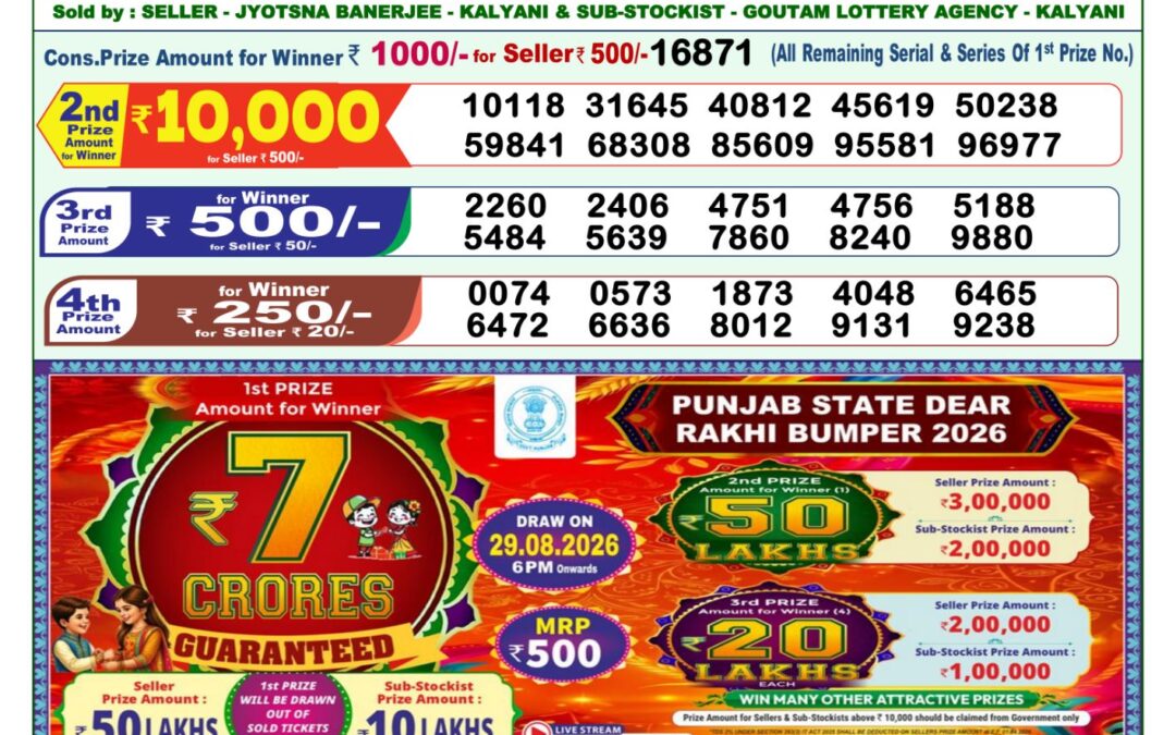 Lottery Sambad 1 PM Result Today 22.08.2026: Check Dear Morning Live Winner List PDF