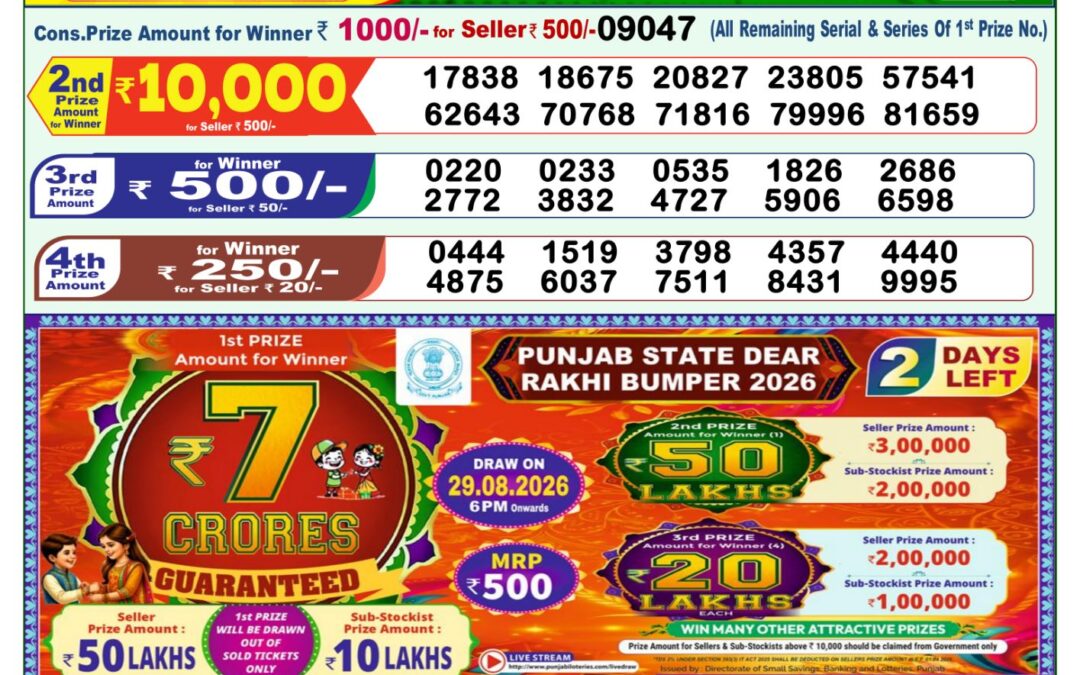 Lottery Sambad 1 PM Result Today 27.08.2026: Check Dear Morning Live Winner List PDF