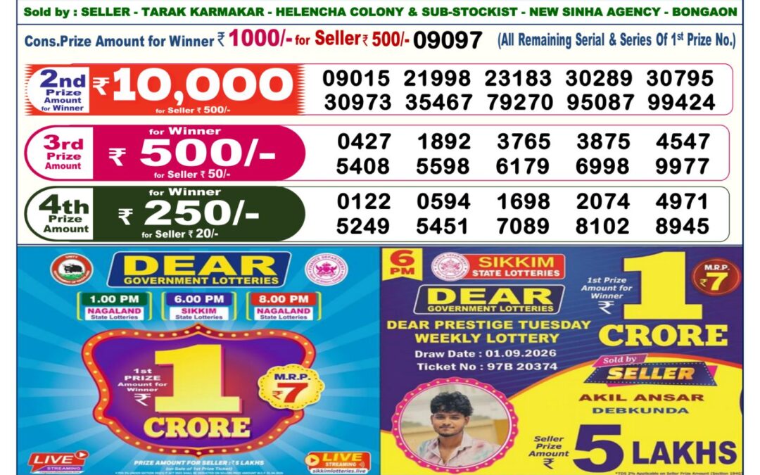 Dear Lottery Sambad Result 6 PM 11 September 2026: Download West Bengal Sambad Result