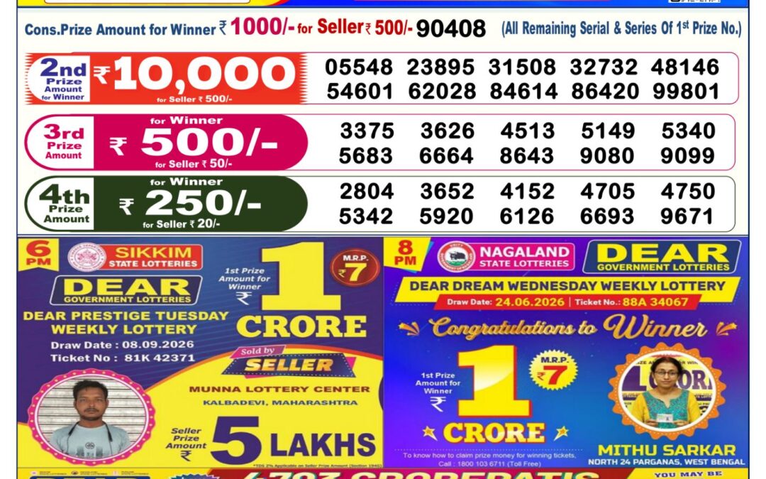 Dear Lottery Sambad Result 6 PM 18 September 2026: Download West Bengal Sambad Result