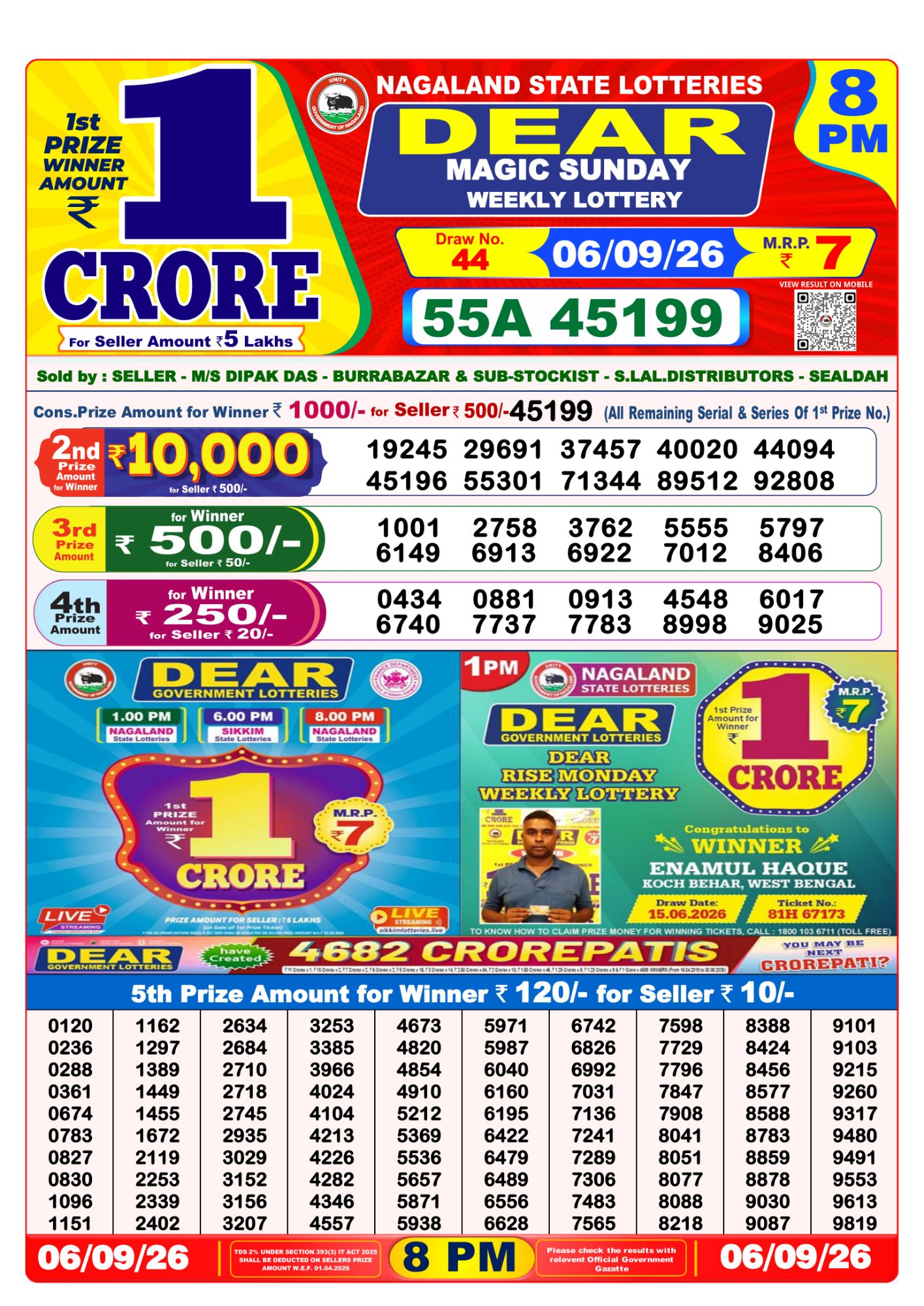 8 PM Lottery Sambad Result Today Live 06.09.26: Check Winning Numbers