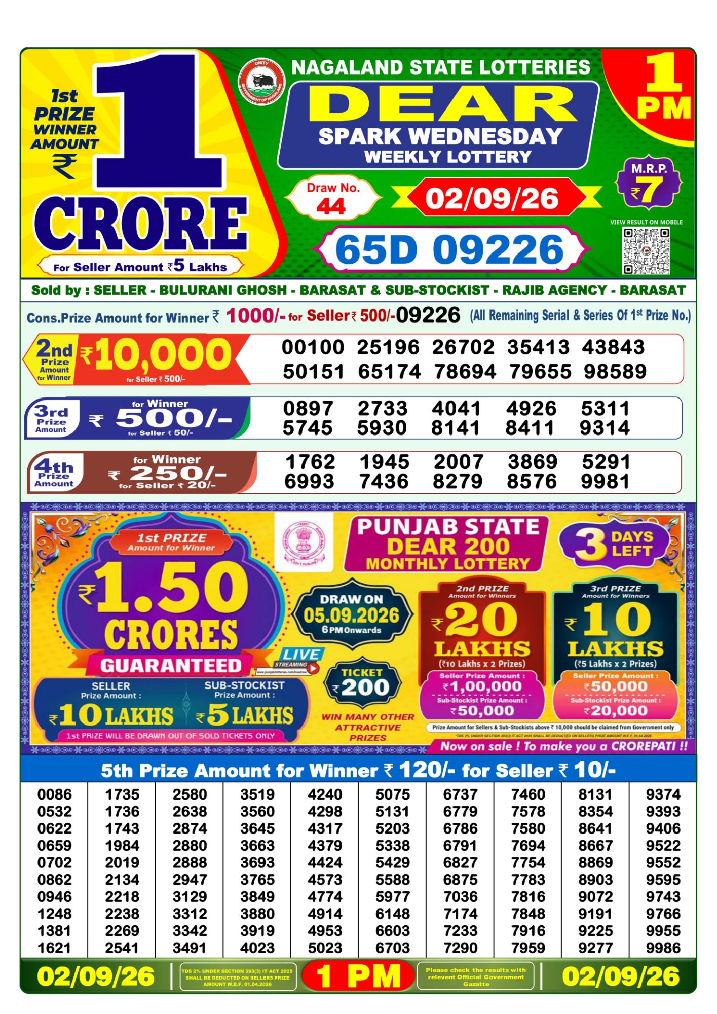 Lottery Sambad 1 PM Result Today 02.09.2026: Check Dear Morning Live Winner List PDF