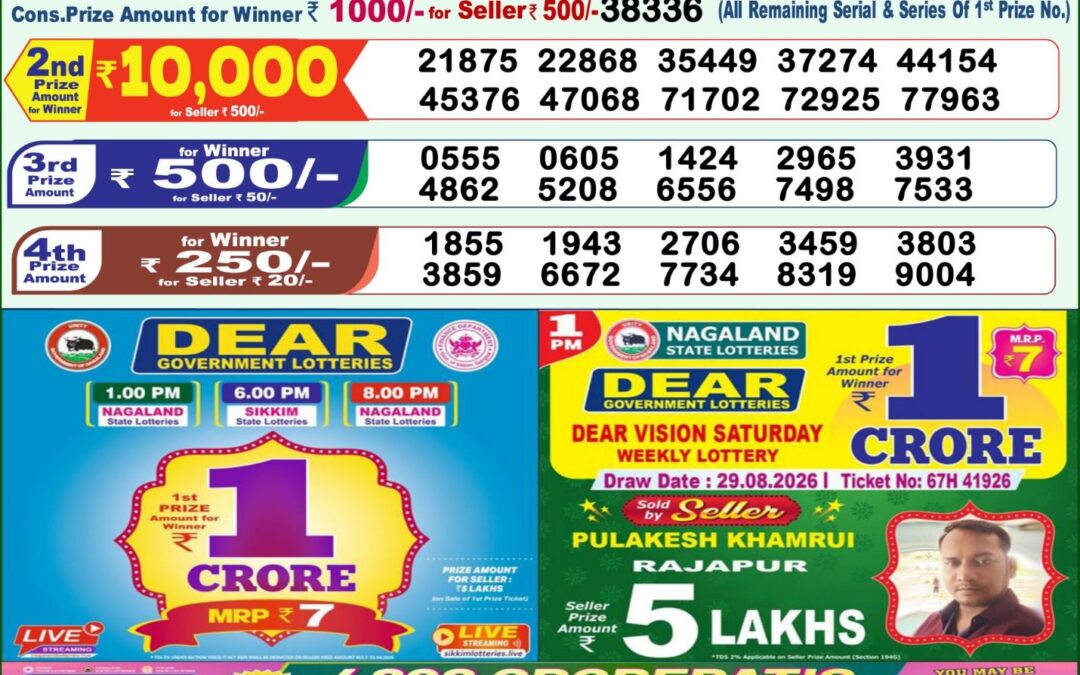 Lottery Sambad 1 PM Result Today 08.09.2026: Check Dear Morning Live Winner List PDF