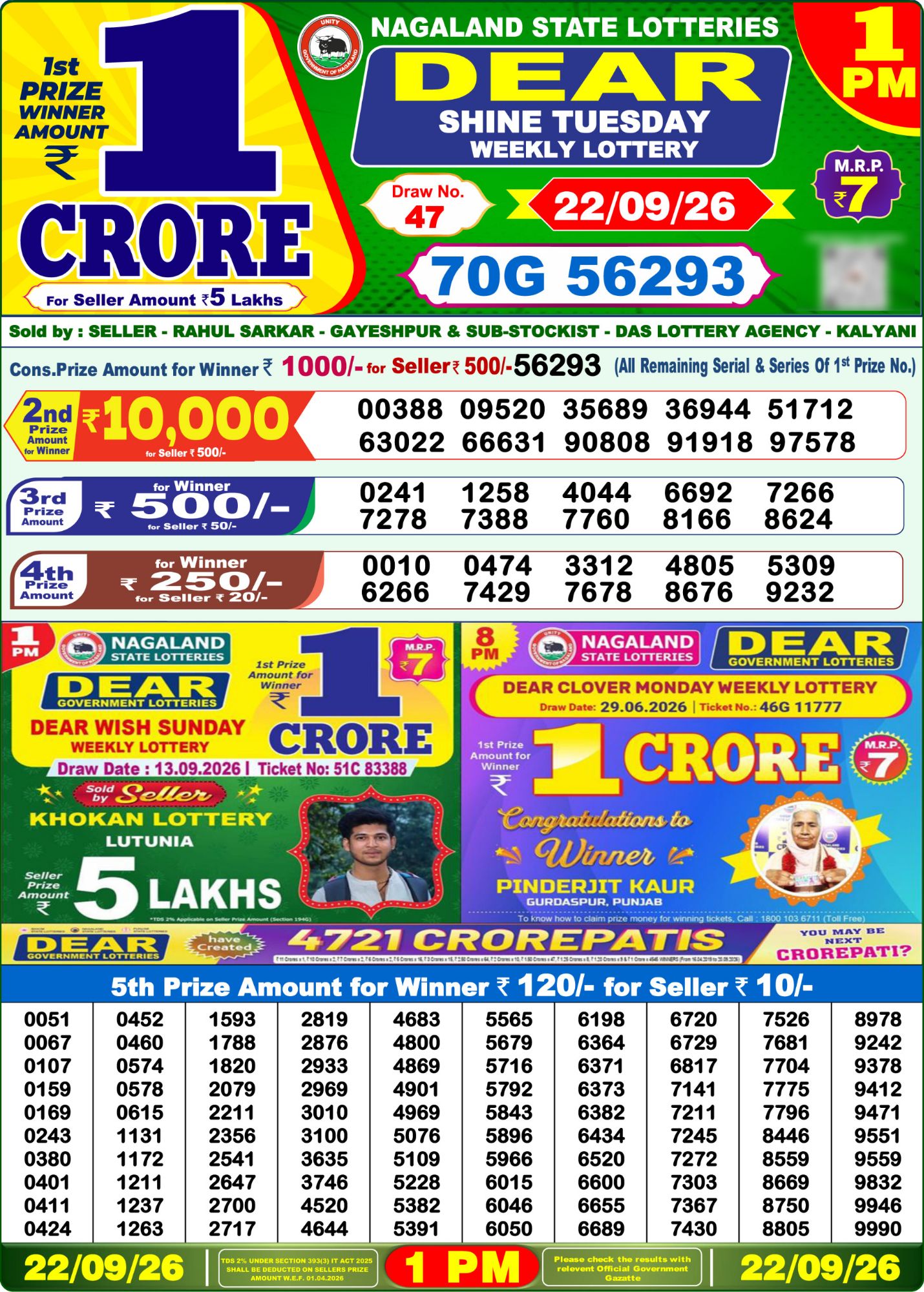 Lottery Sambad 1 PM Result Today 22.09.2026: Check Dear Morning Live Winner List PDF