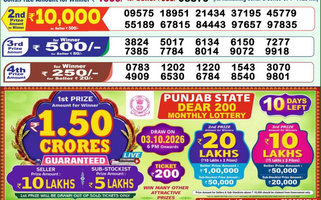 Lottery Sambad 1 PM Result Today 23.09.2026: Check Dear Morning Live Winner List PDF