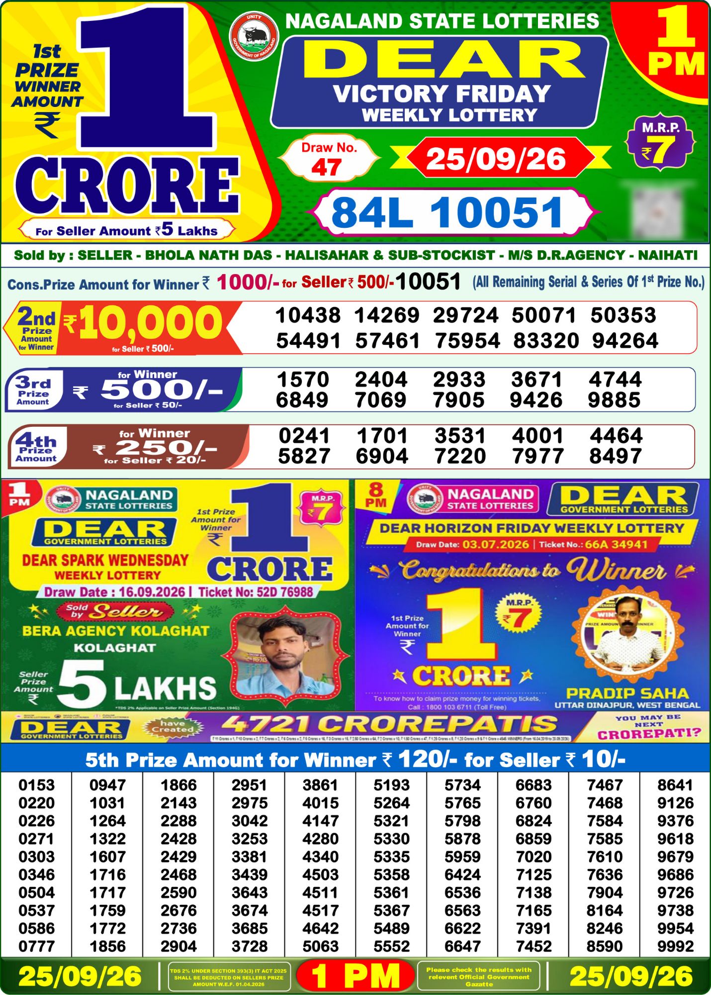 Lottery Sambad 1 PM Result Today 25.09.2026: Check Dear Morning Live Winner List PDF