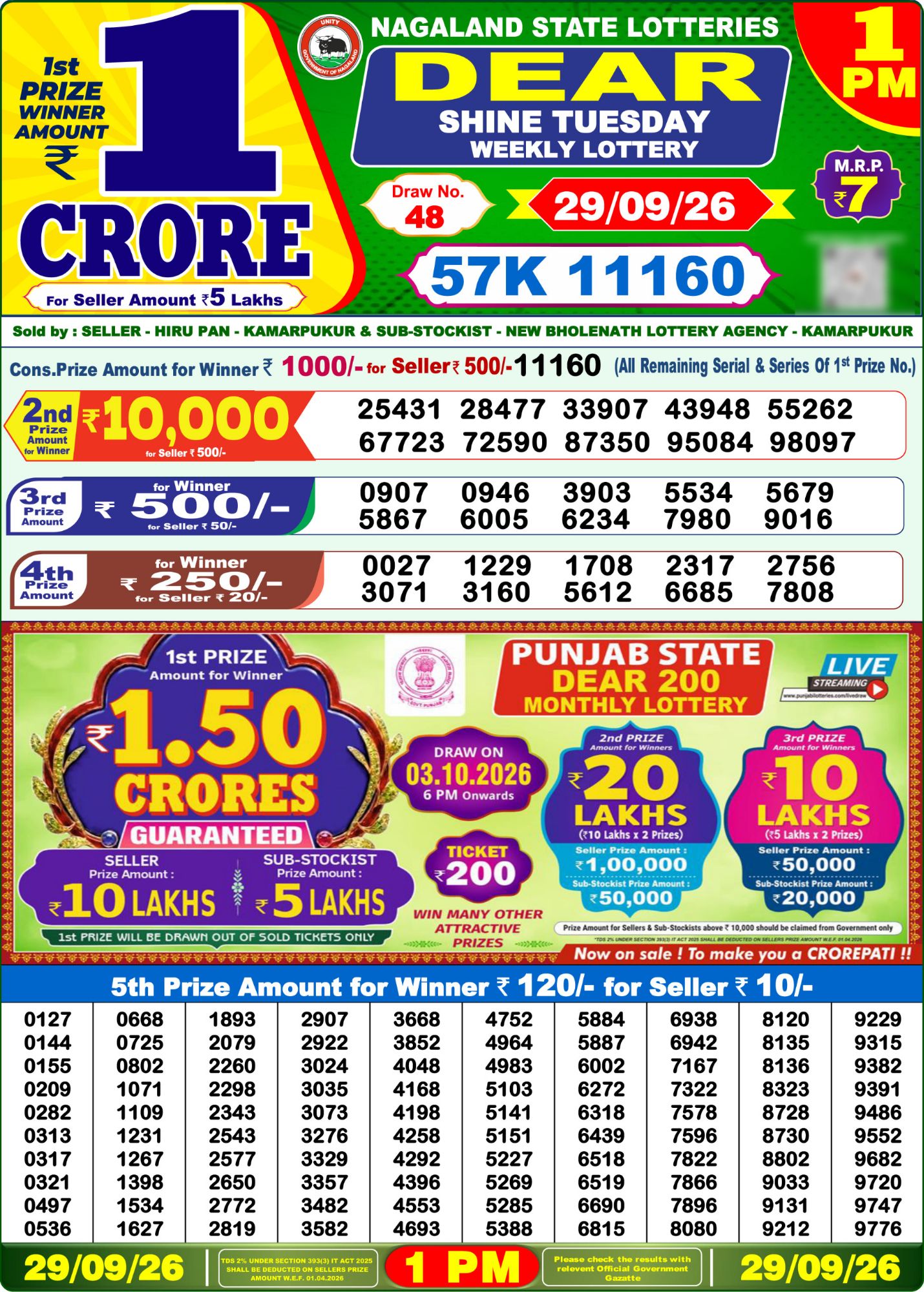 Lottery Sambad 1 PM Result Today 29.09.2026: Check Dear Morning Live Winner List PDF