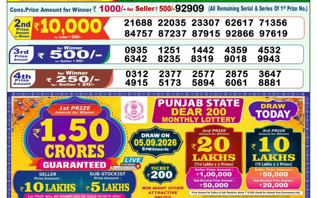 Lottery Sambad 1 PM Result Today 05.09.2026: Check Dear Morning Live Winner List PDF