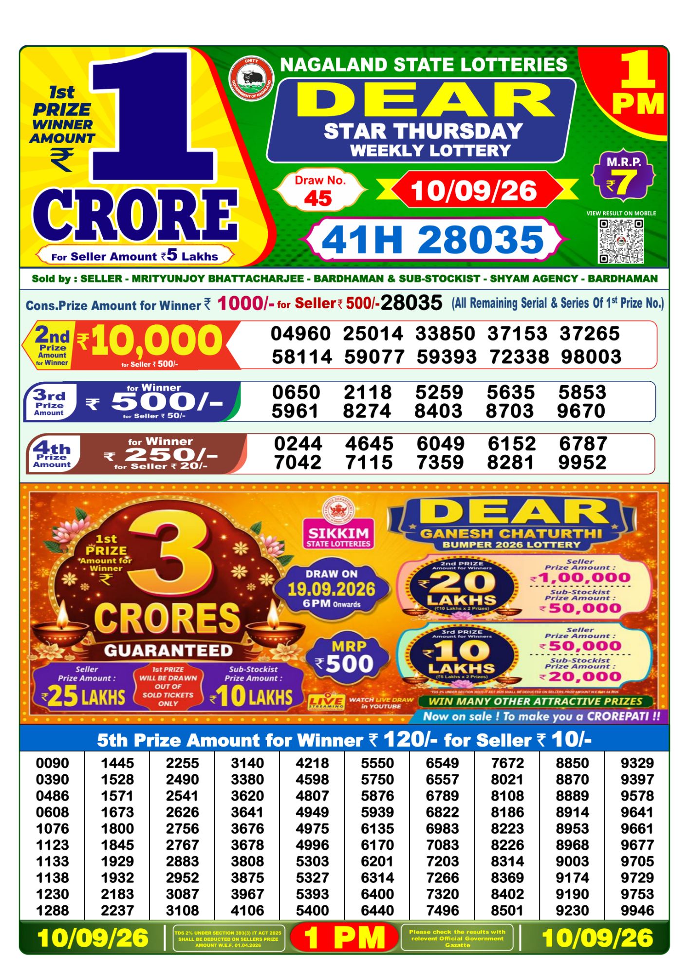 Lottery Sambad 1 PM Result Today 10.09.2026: Check Dear Morning Live Winner List PDF