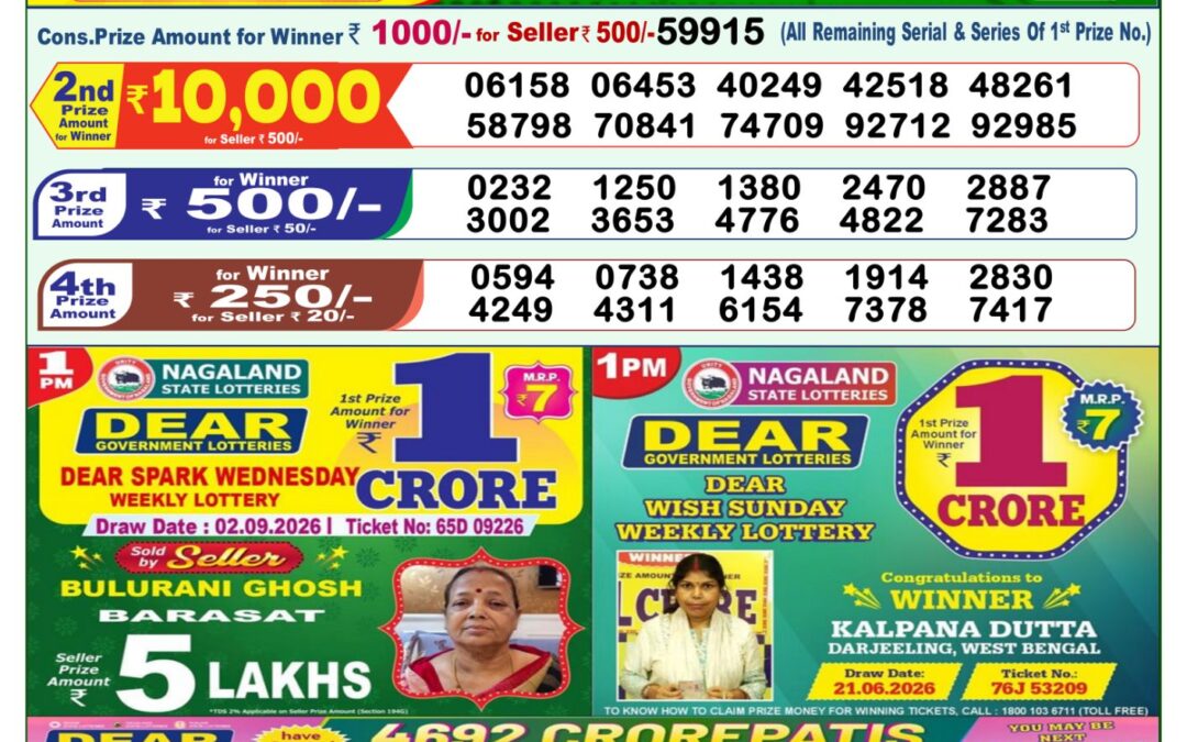 Lottery Sambad 1 PM Result Today 12.09.2026: Check Dear Morning Live Winner List PDF