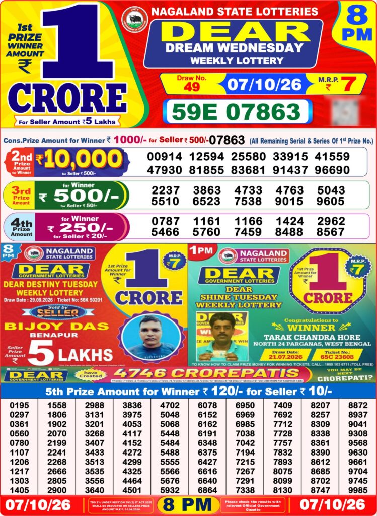 8 PM Lottery Sambad Result Today Live 07.10.26: Check Winning Numbers
