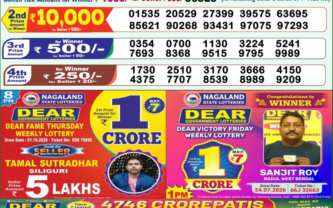 Lottery Sambad 1 PM Result Today 10.10.2026: Check Dear Morning Live Winner List PDF