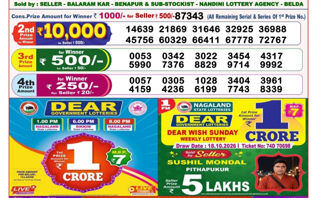 8 PM Lottery Sambad Result Today Live 23.10.26: Check Winning Numbers