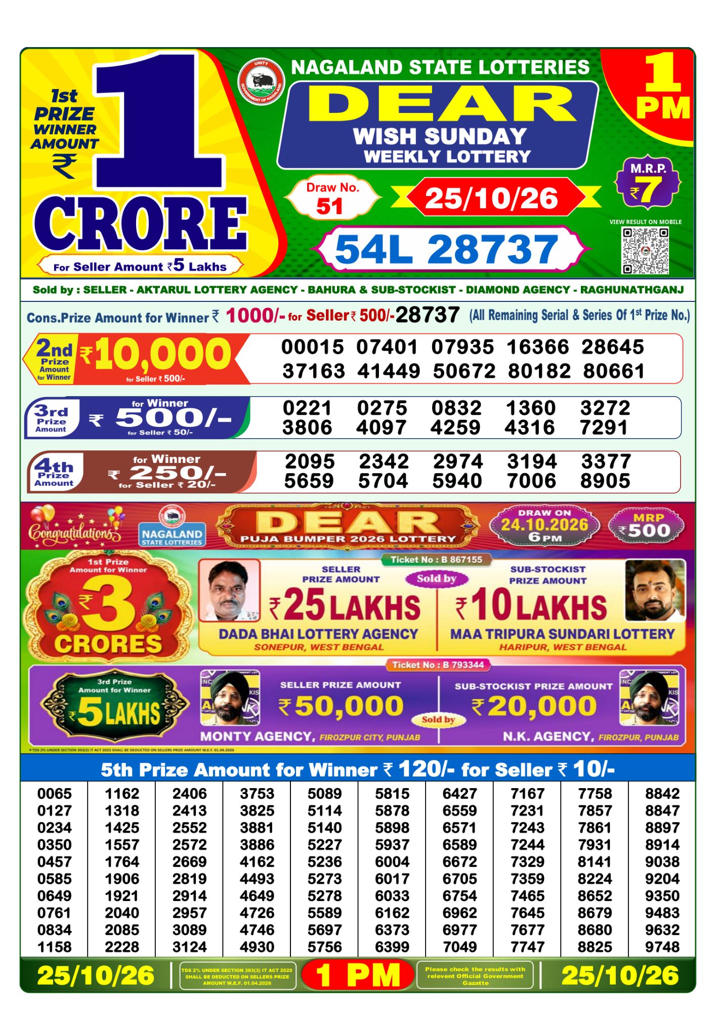 Lottery Sambad 1 PM Result Today 25.10.2026: Check Dear Morning Live Winner List PDF